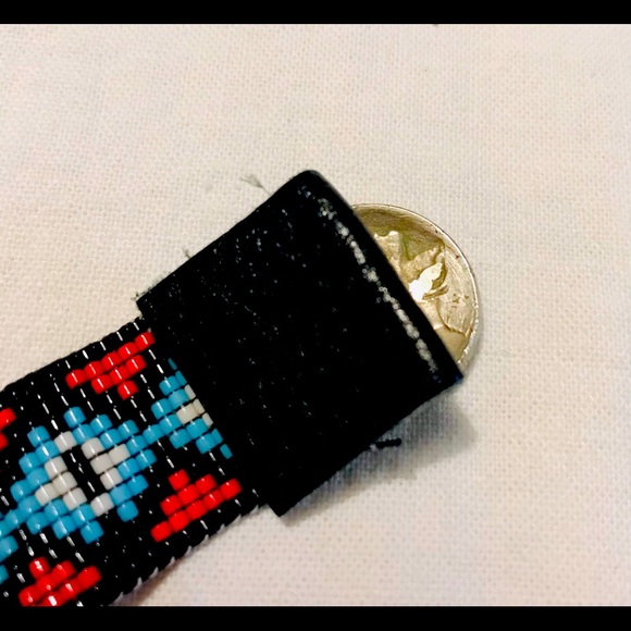 Sundance Inspired Loom Woven Bead Bracelet Genuine Buffalo Head Nickel & Leather - Picture 3 of 10
